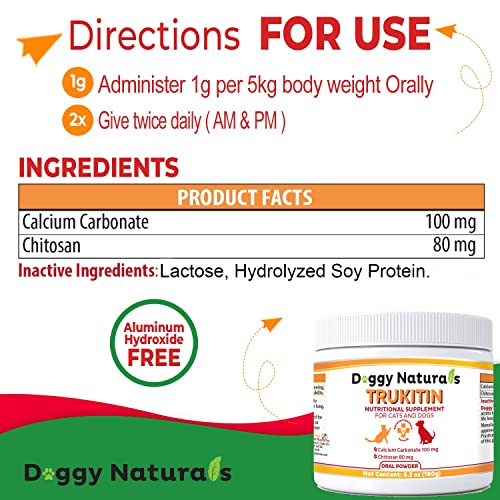 Trukitin Chitosin Based Mostly Phosphate Binder for Cats  Canines  All Pure Human Grade Elements for Renal Help Complement with Calcium Carbonate Oral Powder made in Usa  Cucciolini Doodles Trukitin chitosin based mostly phosphate binder for cats  canines  all pure human grade elements for renal help complement with calcium carbonate oral powder made in u S A   cucciolini doodles