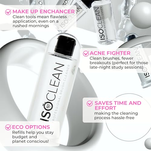 ISOCLEAN Professional Brush Cleaner 6 fl oz - Easy Pour Makeup Brush Cleaner for Cosmetic Tools, Cleans Bristles, Scented No-Rinse Formula Dries in 60 Seconds, Vegan, Not Tested on Animals - Thumbnail 6