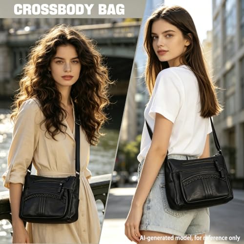 Image of ELDA Purses for Women Pocketbooks Soft PU Leather Ladies Crossbody Purse Multi Pocket Shoulder Bag