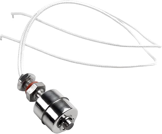 Stainless Steel Vertical Water Level Sensor Float Switch, 100V Dc 0.5A, Sus304 Material, 61Mm Length With 350Mm Cable, For Liquid Level Control In Water Treatment