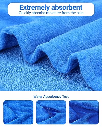 Bademantel Kinder 100% Baumwoll Kinderbademantel mit Kapuze, Weich Flauschiges Frottee Kinder Bademantel Mädchen Jungen , Blau 3-8 Jahre