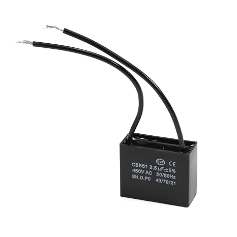 CBB61 Run Capacitor 450V AC 2.5uF 2 Wires Metallized Polypropylene Film Capacitors for Ceiling Fan 1Pcs,Aicosineg
