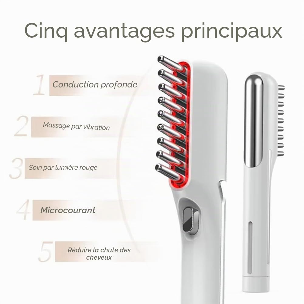 Peigne électrique de massage pour la croissance des cheveux avec micro-courant, lumière rouge LED, brosse pour cuir chevelu, anti-perte de cheveux, spa