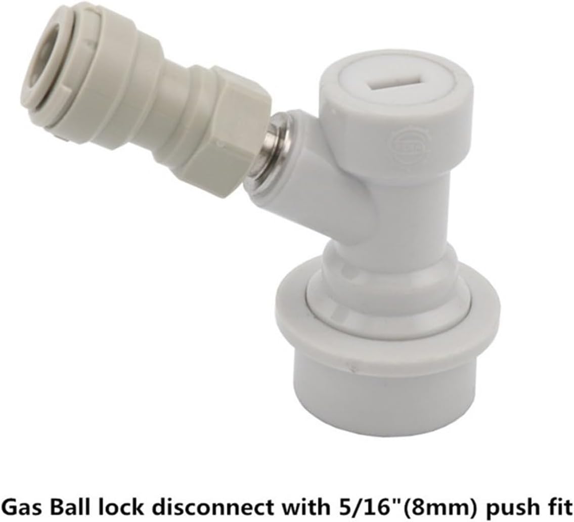 Home Brewing Ball Lock Disconnect Set,Home Brew Beer Dispenser Corny Cornelius Keg Connector with FFL 3/8" 5/16" Push-fit and Swivel Nuts Brewing Accessories(Gas 8mm Push fit)