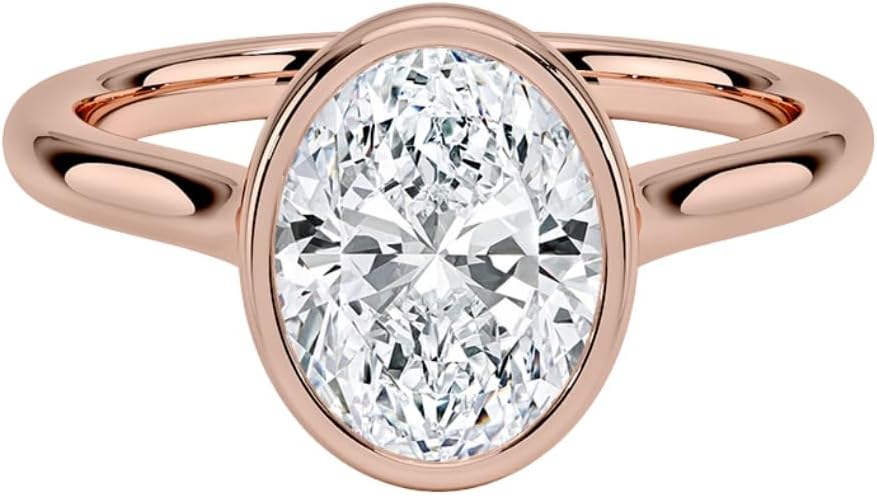 1-3 CT Oval Bezel Moissanite Ring for Women in 925 Sterling Silver & 10k 14k 18k Solid Gold with Moissanite Engagement ring Christmas Gift for her