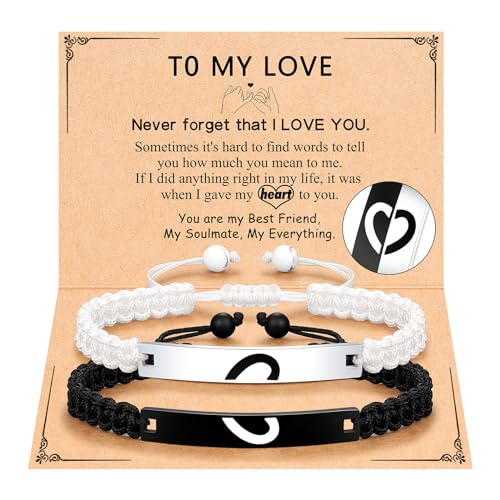 UPROMI Matching Bracelets for Couples, Dad&Daughter, Brother&Sister, Fathers Day Valentines Christmas Birthday Gifts