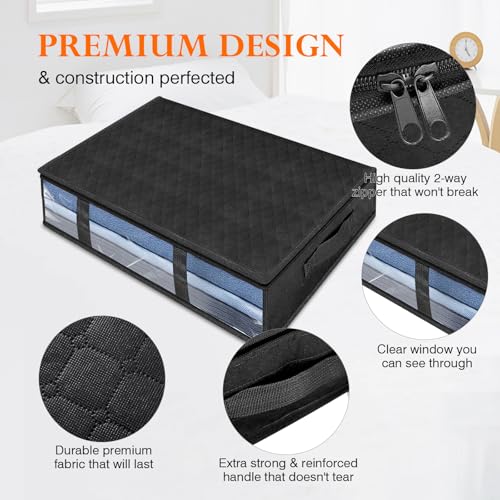 AiQInu Unterbett Aufbewahrungsbox,4 Stück Unterbettkommode mit Sichtfenster und 4 Haltegriffen 60x 45x 15 cm… – Ansicht 3