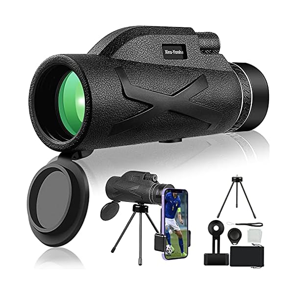 Monokular Teleskop, 10x42 HD Fernrohr Monocular mit Smartphone Halter & Stativ, Wasserdichtes and Nebelbeständiges…