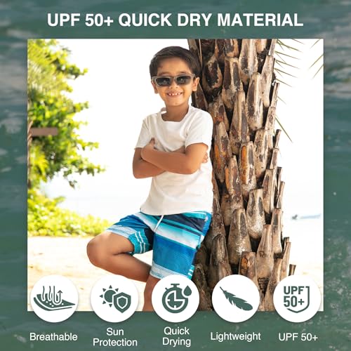 Image of Kanu Surf Boys' Victor Stripe Quick Dry Beach Board Shorts Swim Trunk