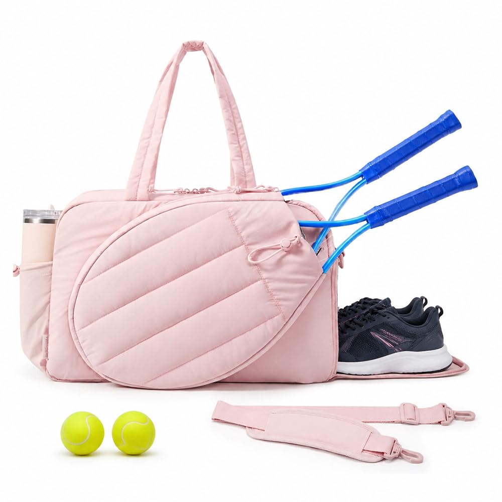 Borsa Tennis, Borsone Palestra Donna con Scomparto per Racchette, Grande Capacità Borsa Palestra Donna Con Scomparto Scarpe e Scomparto Impermeabile per Fitness, Viaggi e Spostamenti