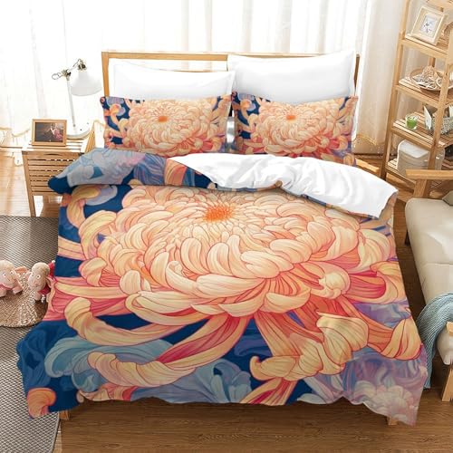 Parure de lit imprimé chrysanthème 3D microfibre de qualité supérieure 200x200