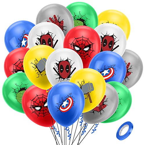 OFFCUP Superhelden Ballons Geburtstag,18 Stück Kindergeburtstag Deko Junge Mädchen, Anime Charakter Geburtstag Dekoration, für Geburtstag Babyparty Jubiläum Party Deko Cover
