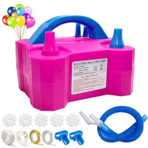 Electric Air Balloon Pump, Portable Electric Dual Nozzle Blower Balloon Pump Inflation for Party Decorations, Wedding, Birthday, Graduation (100-120v, 600W, Rose Red) Electric Air Balloon Pump, Portable Electric Dual Nozzle Blower Balloon Pump Inflation for Party Decorations, Wedding, Birthday, Graduation (100-120v, 600W, Rose Red)