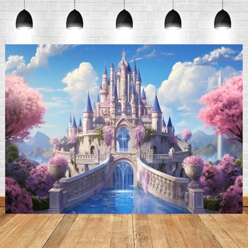 Fondo Fotográfico 7x5ft Castillo Princesa Floral Rosa miniatura 2
