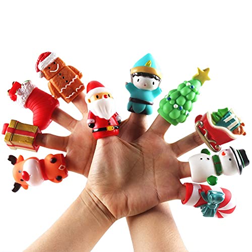Yinrunx 10 Pcs Soft Finger Puppets Set,Christmas Finger Puppets Colorful Finger Hands Party Toys Characters Finger Puppets for Kids Adults- Party Favors, Educational, Bath Toys