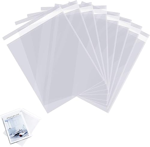 DeELF Bolsas de celofán transparente de 9 x 12 pulgadas, 400 bolsas de sellado autoadhesivas a granel, bolsas de plástico para violonchelo para
