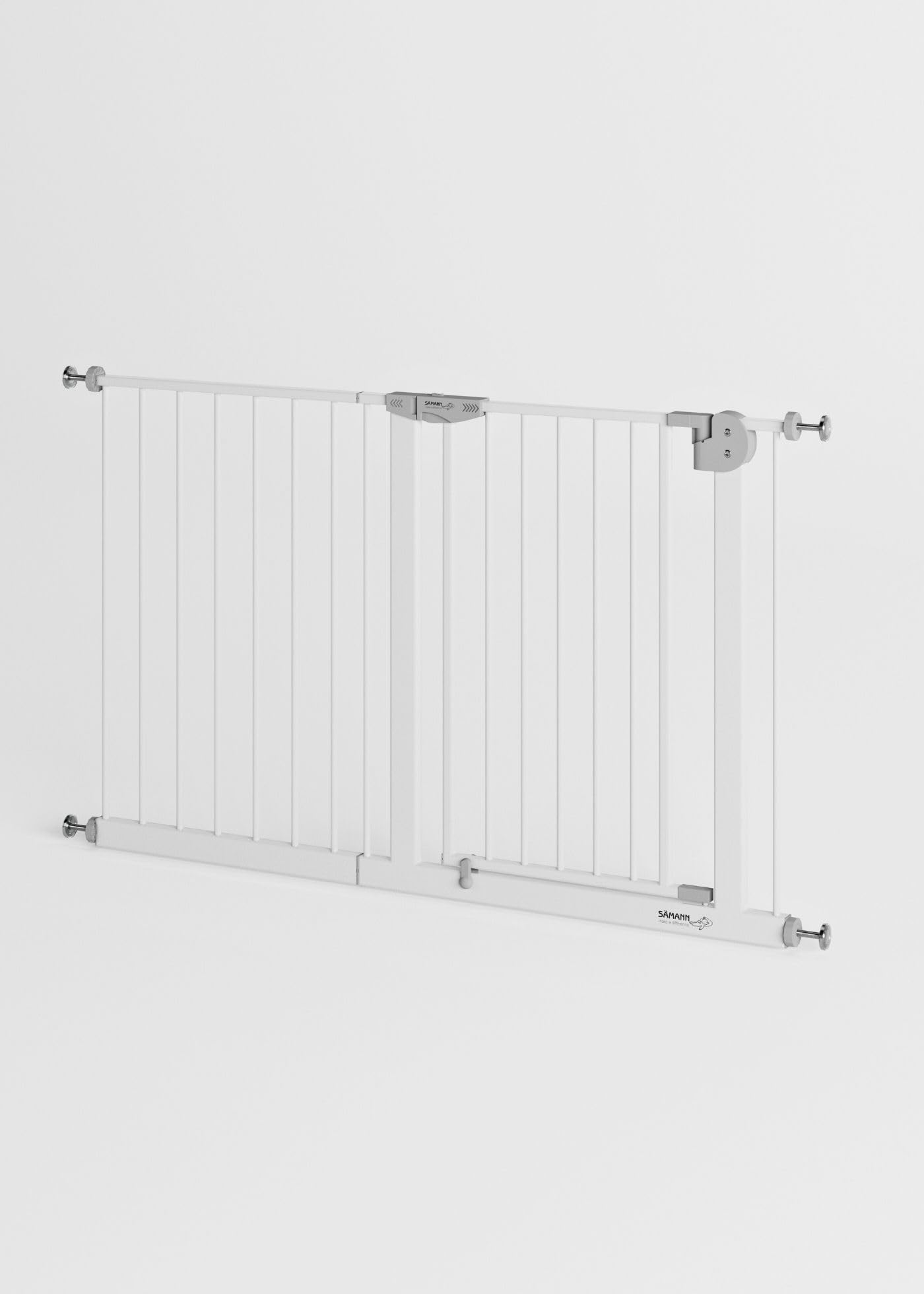 Sämann Türschutzgitter & Treppenschutzgitter zum Klemmen ohne Bohren | für Öffnungen von 112-127 cm | selbstschließendes Absperrgitter mit Verlängerung | Absperrgitter | mit Y-Spindel