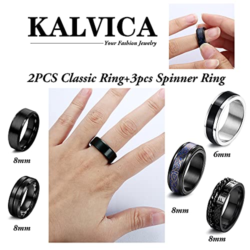 KALVICA 5 Pezzi Anelli in Acciaio Inox per Uomo