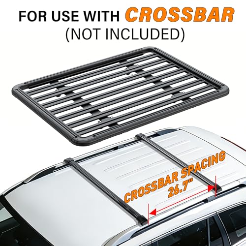 Image of WILDROAD Aluminum Roof Platform, 63 inch x 47 inch Universal Flat Roof Rack Heavy Duty Roof Rack Platform with 10 Sets Eye Bolt Nut and T-Screws Anchoring Kit Fits for SUV, Truck