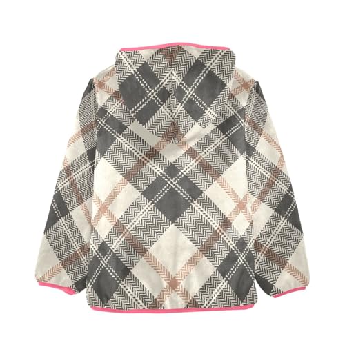 GuoChe Plaid Grey Orange Beige Boys Sherpa Jacket2