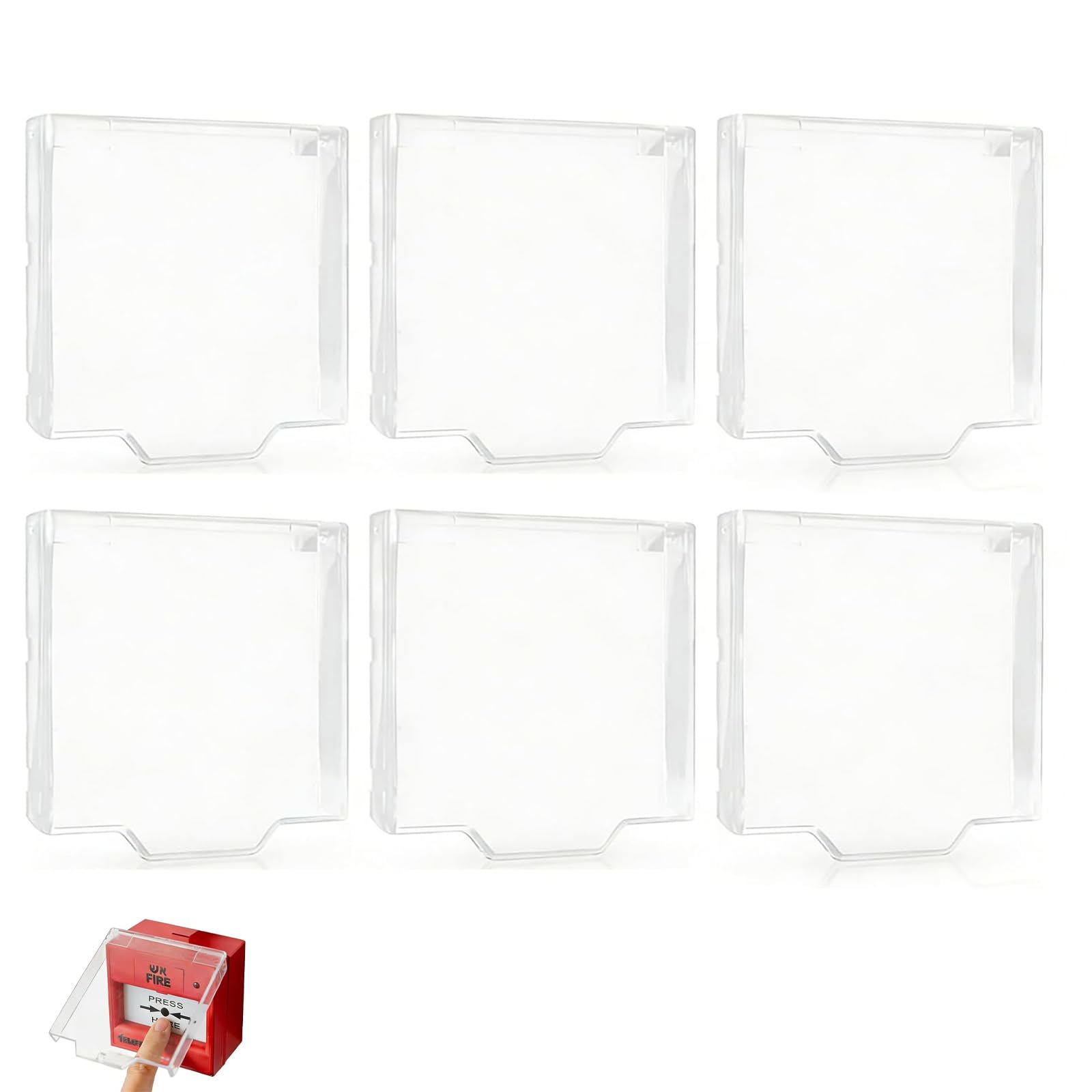 6 Pcs Hinged Call Point Cover, Transparent plastic protective cover, Sturdy and durable Compatible with Most Call Point