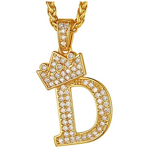 Suplight Initial Crown Pendant Necklace Cover