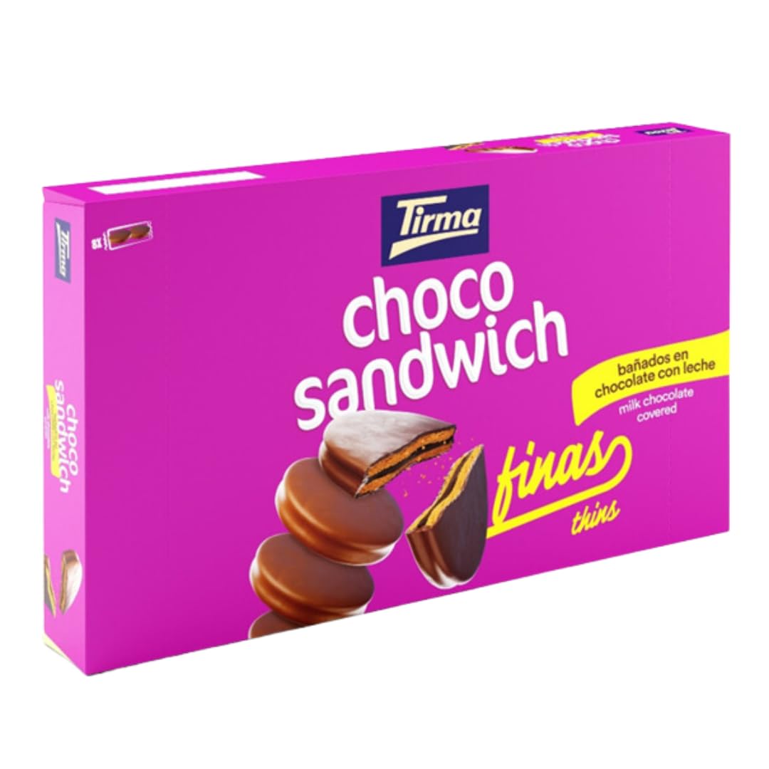 Tirma Choco Sándwich de Leche - Fino 8 Paquetes de 27,25 g | Dulce Snack para Merienda y Tentempiés | Ideal para toda la
