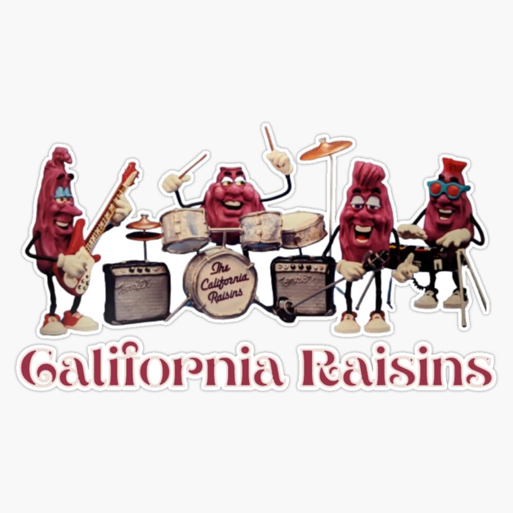 California Raisins 2 ORIGINAL BY CRUSHART1 ON REDBUBBLE Window Water Bottle Bumper Sticker Decal 5"