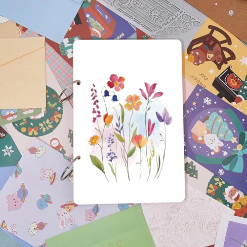 SUPERDANT Watercolor Flowers Greeting Card Organizer Wild Flower Gift Card Holder Cards Keeper Storage Keepsake Book Binder Birthday Post Cards Photo Album Holder with Punch and 20 pcs Inner Pockets by SUPERDANT - Image 5