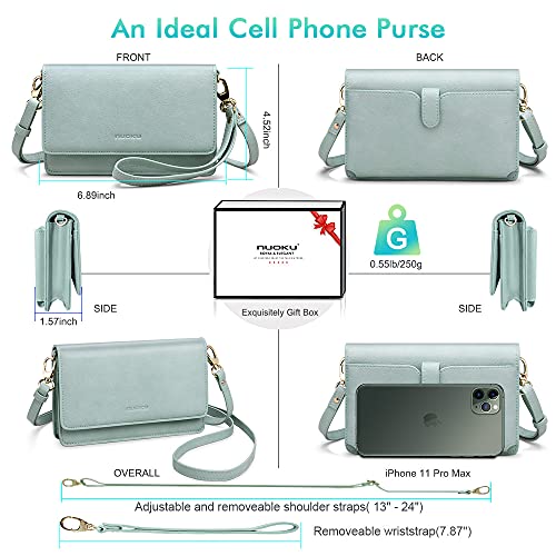 Image of nuoku Women Small Crossbody Bag Cellphone Purse Wallet with RFID Card Slots 2 Strap Wristlet(Max 6.5'') 
