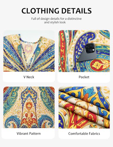 Image of Bsubseach Moo Moos for Women Batwing Sleeve Kaftan Dresses with Pockets