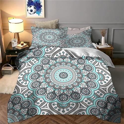 Housse de couette 135x200 anti-acarien parure de lit mandala 3D microfibre zippée - 6