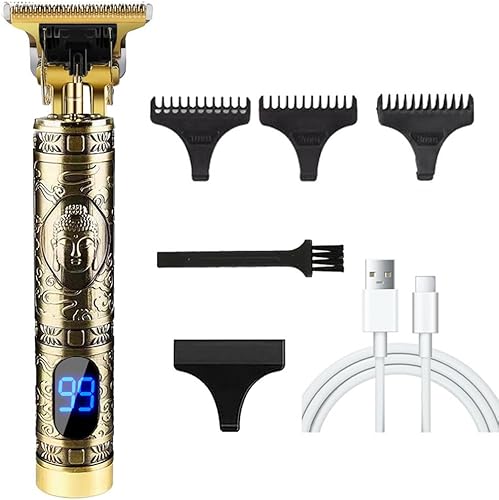 Miniatura 68 de Cortadora de pelo profesional para hombres y mujeres, inalámbrica, recargable, recortadora de pelo, kit de aseo de corte de cuerpo de metal, Cabeza