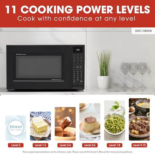 Image of Sharp SMC1585KB 1.5 cu. ft. Black Convection Countertop Microwave | 1.5 Cubic Feet, 900 Watt, Removeable 15.4 inch Carousel Turntable, Sensor Cooking