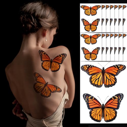 30 Pcs Large Orange Butterflies Monarch Stickers 15 Sheet Butterf...