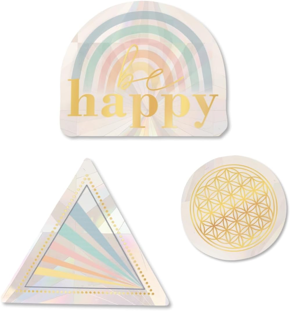Moses. Omm for You Suncatcher Stickers, Set of 3, 3 Window Stickers with Reflective Effect, Window Stickers for Windows, Glass Doors or Mirrors, Reusable Window Stickers with Rainbow Effect