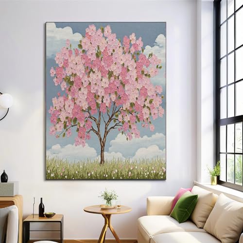 Pintura al óleo en lienzo de cerezos en flor: impresiones decorativas de gran nitidez, 60×80 cm