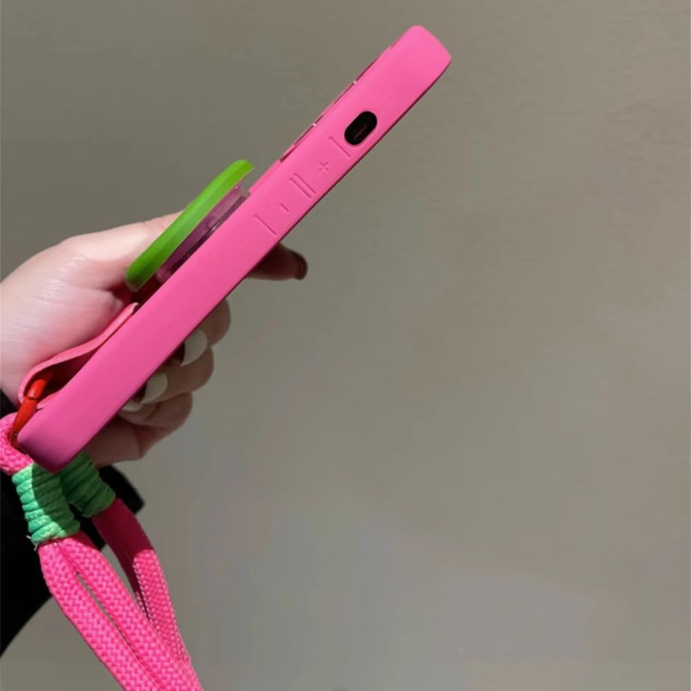 Love Mirror Stand przenośny pasek na rękę zapobiegający zgubieniu prosty futerał na telefon do iPhone'a 15 14 13 12 11 Pro Max 7 8 Plus etui odporne na wstrząsy, czerwony, do iPhone'a 7 8 Plus