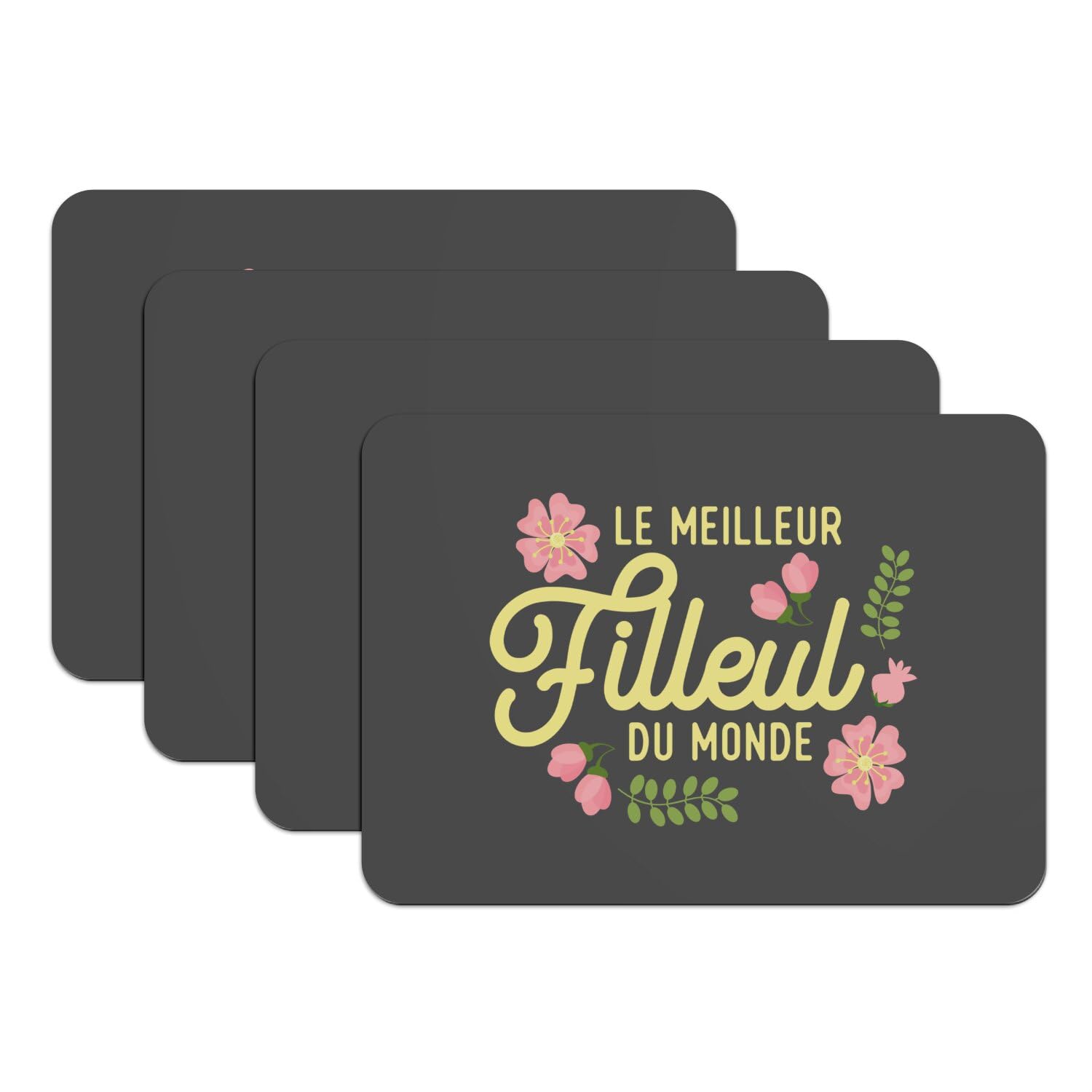 Grand set de table caoutchouc noir pour repas du filleul