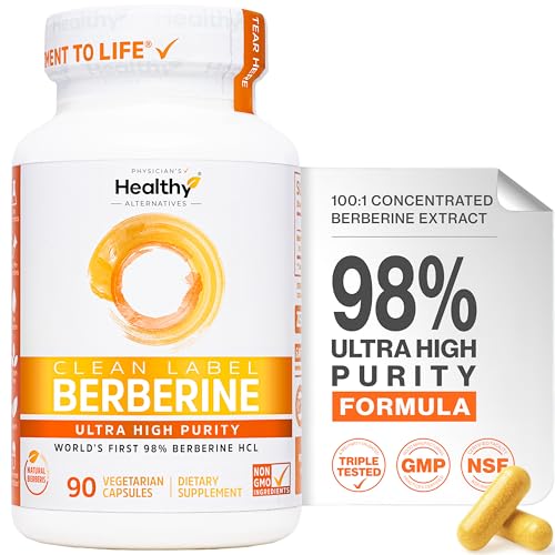 Clean Label Berberine, Ultra High Strength Berberine Supplement 100x More Concentrated | 98% Berberine HCl, Highest Purity in US | 500mg Capsules | Triple Tested | Made in USA, cGMP Certified