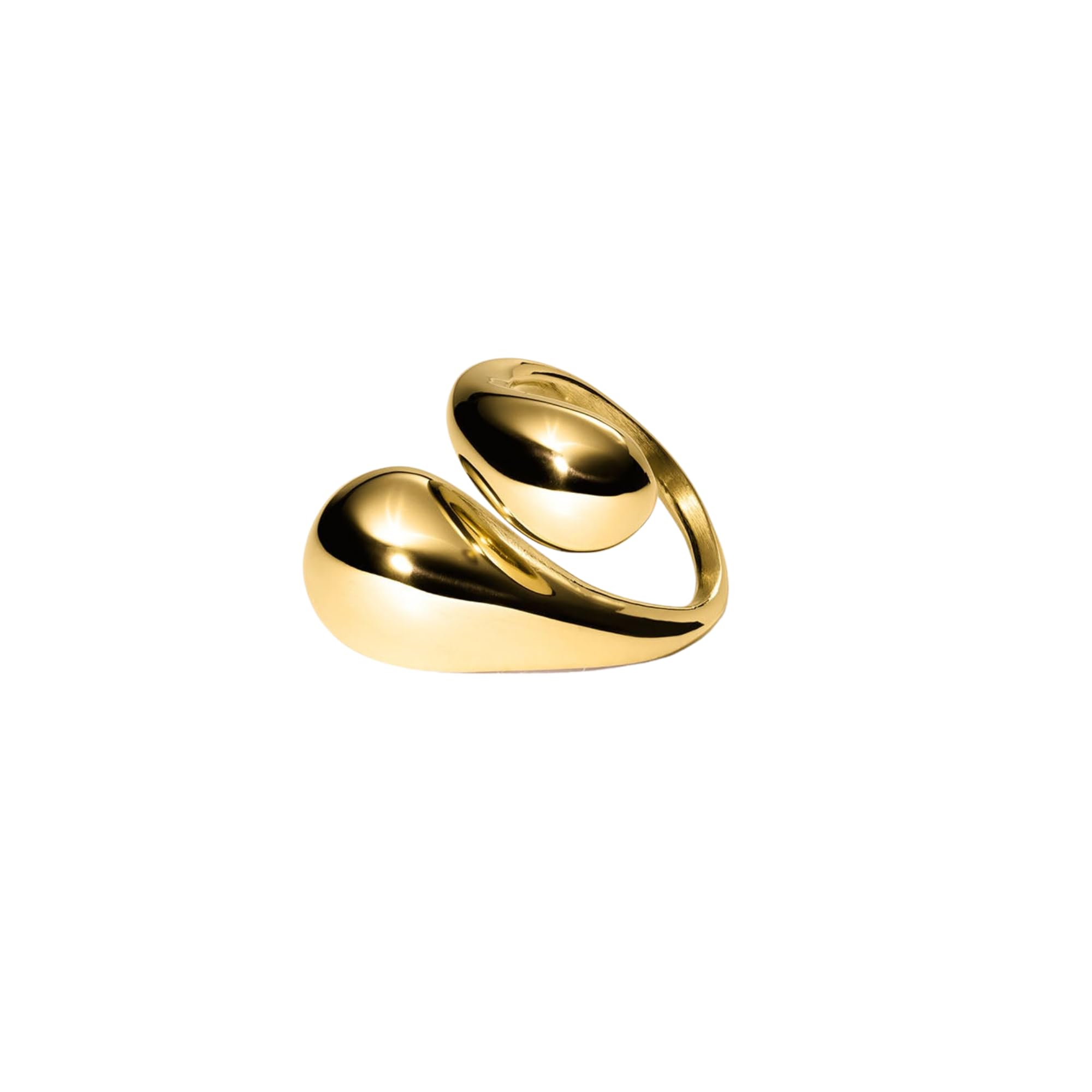 Purelei Swirl Ring – Verstellbarer Statement-Ring mit geschwungener Form – Edelstahl 14K/18K vergoldet – Tropfendesign – Größen S/M & M/L – 7,16 g – Wasserfest