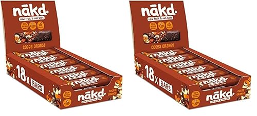 Nakd Cocoa Orange Natural Fruit & Nut Bars - Vegan - Healthy Snack - Gluten Free - 35g x 18 bars (Pack of 2)