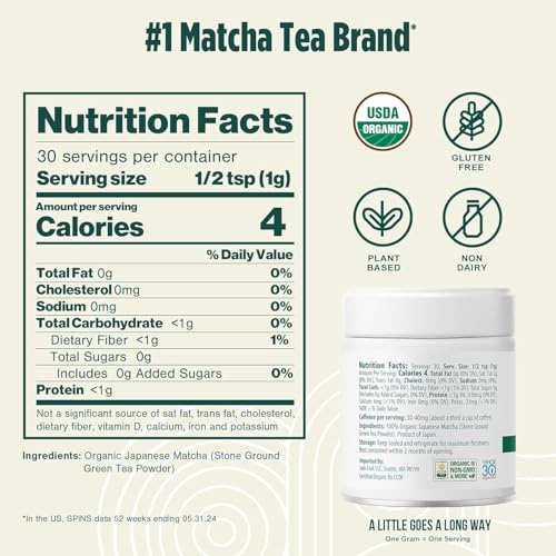 Image of Jade Leaf Ceremonial Grade Matcha Powder, 30g / 1.06oz Tin | Teahouse Edition - Ideal for Matcha Lattes or Tea Ceremonies! - Authentic Japanese Matcha Green Tea Powder - USDA Organic