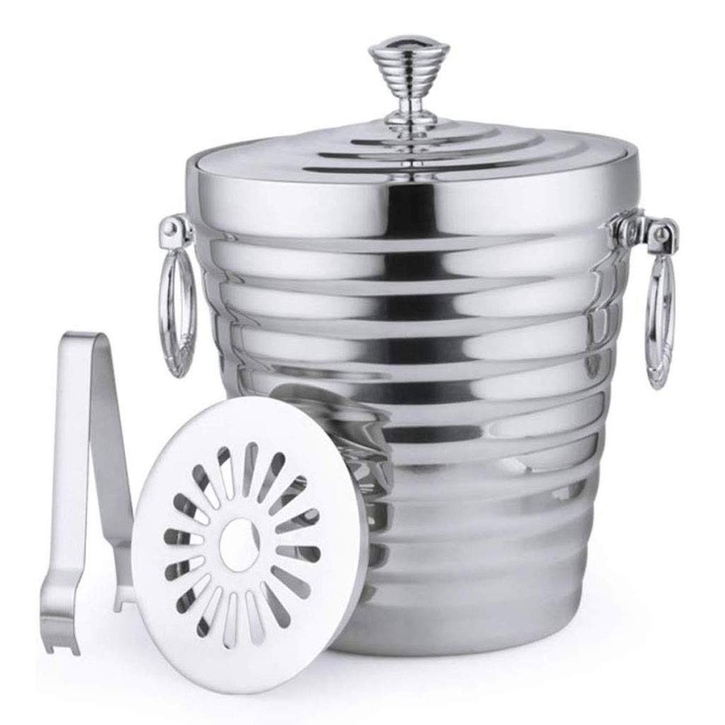 Secchiello per Il Ghiaccio, Secchiello per Il Ghiaccio - Doppio Secchiello per Il Ghiaccio in Acciaio Inox Bar Secchiello per Champagne Secchiello per Il Ghiaccio a Botte di Vino