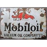 mobiloil plaque emaillee  hotrodspirit - Plaque murale en métal vintage 30x20cm - Thème automobile - Modèle plaque Mobiloil Vacuum - Inclut matériel de montage