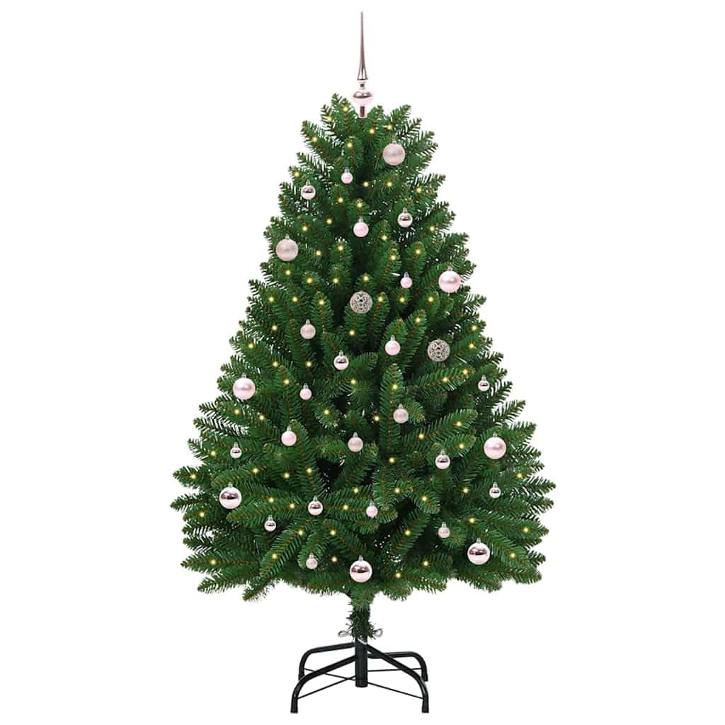 Sztuczna choinka zielona, 150 cm, PCW i metal, z 150 diodami LED, zasilana przez USB, w zestawie świąteczna ozdoba choinkowa, wszechstronna dekoracja, do użytku wewnątrz i na zewnątrz