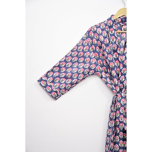 Image of Hand block print Cotton Kimono bikini cover up,Indian Hand block print Cotton Bath Robe,Swim Wear,Nighrwere Dressing Gown