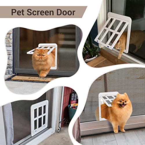 PETLESO Haustierklappe für Fliegengitter Hundeklappe mit Magneten Katzenklappe Fliegengittertür Einfache Installation für Katzen/Hunde-Schwarz (21cm x 24.5cm)