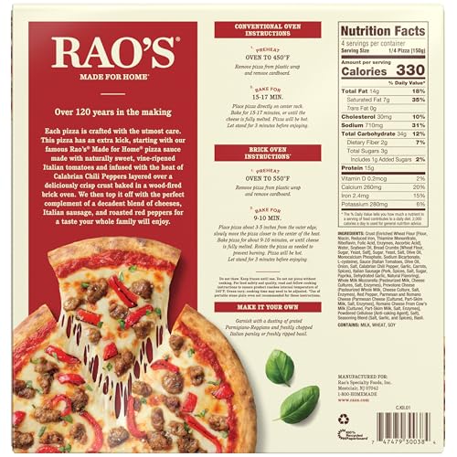 Image of Rao's Made For Home Italian Sausage Arrabbiata Frozen Pizza, 21.2 Oz Box