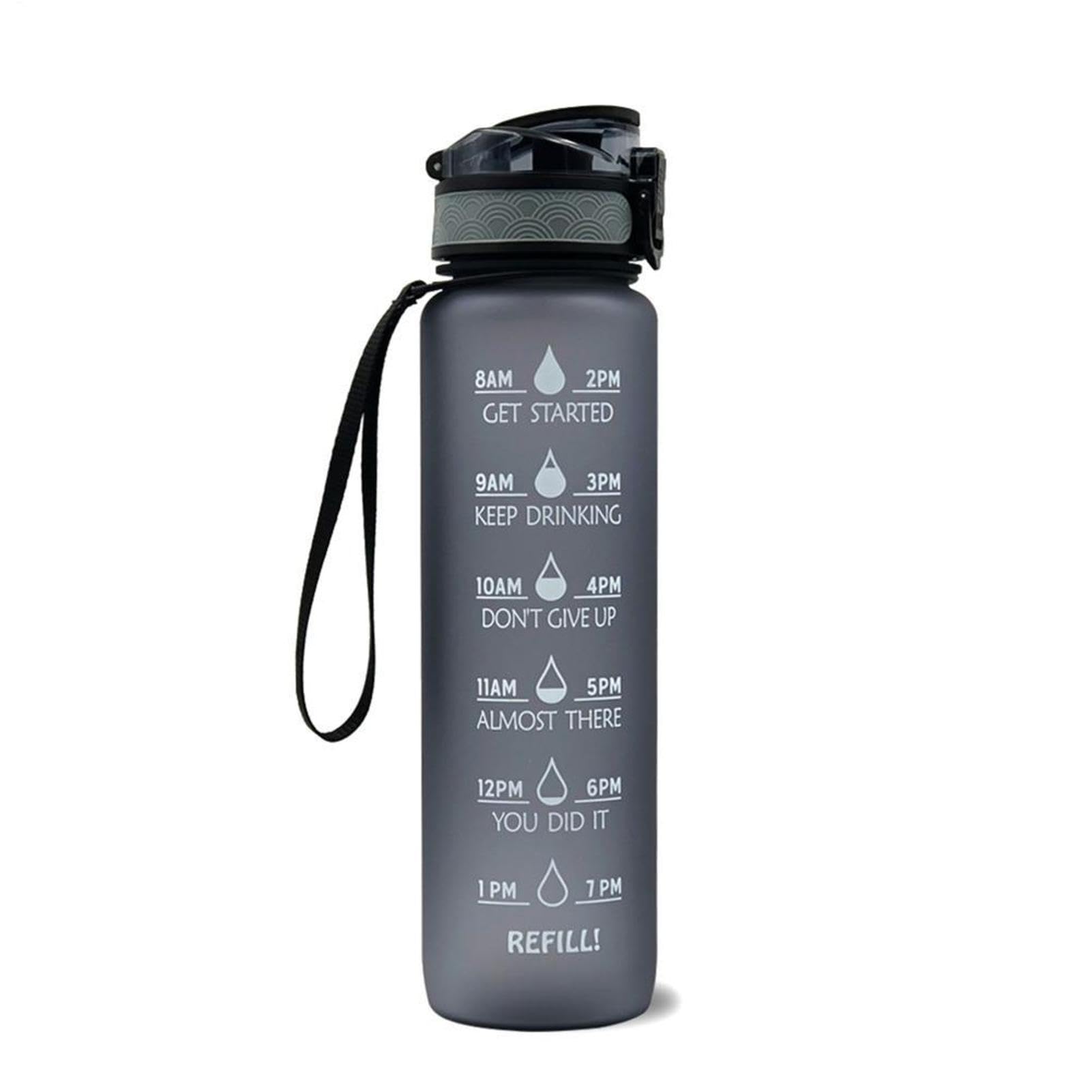 Botella de agua de 32 oz con marcador de tiempo jarra deportiva impermeable para exterior